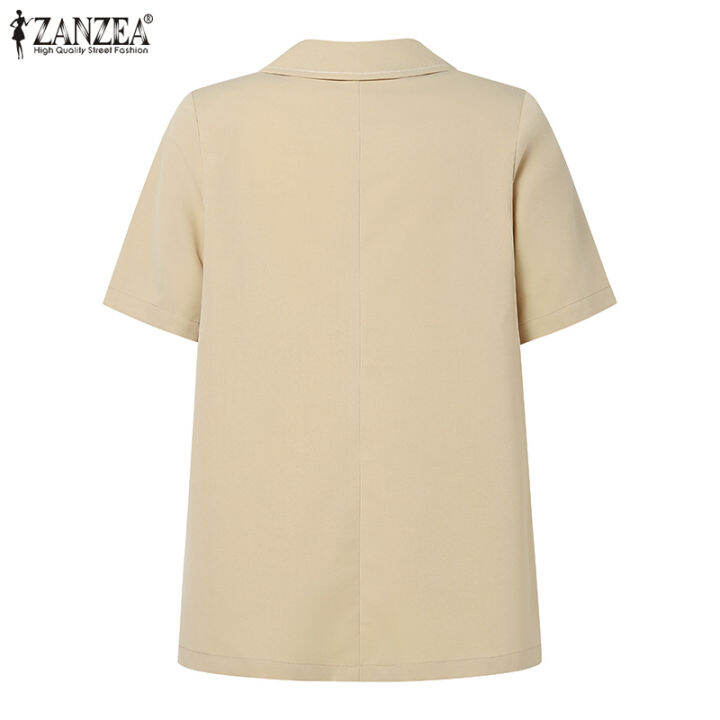 สินค้ามาใหม่-จัดส่งฟรี-fancystyle-zanzea-เสื้อเบลเซอร์เดรสคอปกแขนสั้นธรรมดาลำลองมีกระดุมติดสไตล์เกาหลีของผู้หญิงแฟชั่นชุดคาร์ดิแกน-10