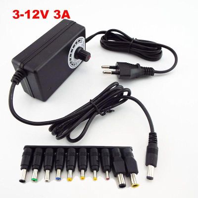 【100%-original】 ปรับอะแดปเตอร์จ่ายไฟกล้องวงจรปิด AC 100-240V ถึง DC 3-12V 3A 36W Charger 5.5X2.1มม. ปลั๊กแจ็ค DC หญิง Connector L