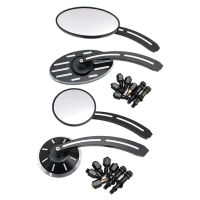 Motorcycle Rearview Mirrors for Honda Suzuki Yamaha Kawasaki Harley Rear View Side Mirrors Black CNC Aluminum Oval / Round Shape