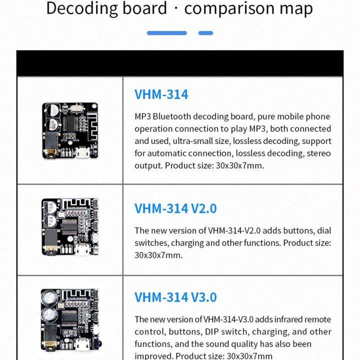 v3-0-bluetooth-audio-receiver-board-vhm-314-bluetooth-5-0-mp3-lossless-decoder-board-with-eq-mode-and-ir-control