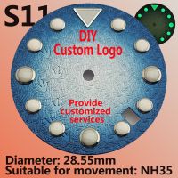 【YF】 Custom Logo Print Name/Logo Watch Dial Diy nh35 dial 28.5mm with Silver Marking for NH35 nh36 Movement