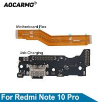 Aocarmo สายเมนบอร์ดโค้งชาร์จพอร์ต USB พร้อมขั้วต่อไมโครโฟนสำหรับ Redmi Note 10 Pro ชิ้นส่วนซ่อม