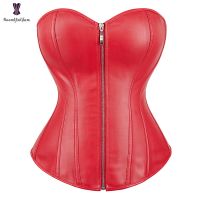 【LZ】❆  Couro overbust espartilho zip up zíper bustier superior showgirl noite clubwear gótico sexy steampunk gorset plus tamanho cintura shaper