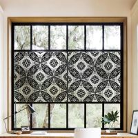 Stained Decorative Window Film Static Glass Sticker Heat Control Vinyl Window Decals For Home Door Black and white Mandala