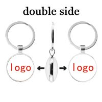 【LZ】☄❉  Double Side Photo Custom Keychain DIY chaveiros personalizados Cabochão de vidro amantes da família Baby Metal Chaveiro Presentes