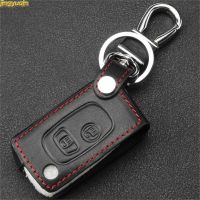 yonggax Jingyuqin 2 Button Leather Car key Case Cover for PEUGEOT 107 207 307 407 607 Citroen C1 C2 C3 Pluriel C4 C5 C8 Car Accessories