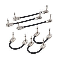 ammoon 15cm 6in Guitar Effect Pedal Instrument Patch Cable 14" Silver Right-angle Plug Black PVC Jacket, 3-Pack