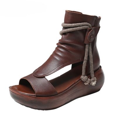 ขายดีที่สุด ioztt2023 - /☼﹉﹊ New Leather Sandals Platform Shoes Wedges Fashion Outdoor