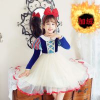 [COD] and winter new childrens Snow dress girls birthday long-sleeved fleece to keep warm