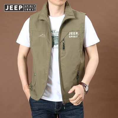 ∋❂✑ hnf531 JEEP SPIRIT 1941 ESTD Mens Outdoor Photography Fishing Loose Quick Dry Vest Mens Fashion Casual Multi Pocket Workwear Vest Mountaineering Vest