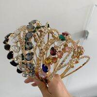 [COD] European and rhinestone alloy wide-brimmed headband cross-border simple full-diamond Baroque hair bundle water drop hollow cave hairpin female