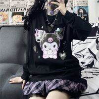 เสื้อฮู้ด T005 Sanrio Kuromi ปีศาจน้อยพิมพ์ลายนักเรียนเสื้อแบบบางใหม่เกาหลี