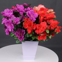 Simulated Azalea Begonia Rhododendron Simsii Plastic Artificial Flower Bouquet Vase Set Shopping Mall Decoration Stage Props