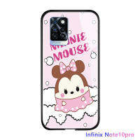 UCUC เคสโทรศัพท์เคสสำหรับ Infinix Note 10 Pro ปลอกปลอกน่ารักสำหรับการ์ตูนผู้หญิงสำหรับสาว Kinder ไข่ปลอกมิ๊กกี้มินนี่โดนัลด์หมีพูเคสมันวาวกระจกเทมเปอร์ฝาหลัง