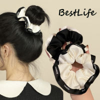 พิมพ์ตัวอักษรขอบลำไส้ใหญ่ผู้หญิงยืดหยุ่นผ้าซาติน Scrunchie ผู้หญิงยืดหยุ่นที่รัดผมอุปกรณ์ที่คาดผมแบบผ้า