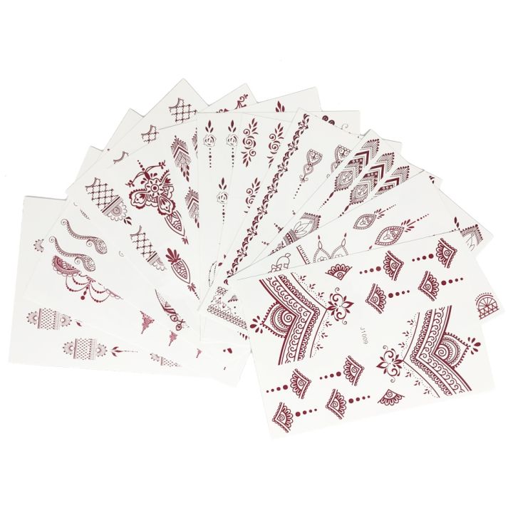 hot-dt-12-sheets-lot-stickers-for-hand-fake-temporary-design-mehndi