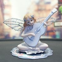 Anime Figure Flower Fairy Decor Cute Angel Wings Elf Figurine Car Interior Dashboard Accessories Cartoon Home Office Ornaments