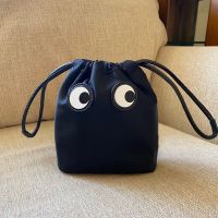 New nylon fashion storage bag lightweight drawstring cosmetic bag cartoon cute big eyes mini portable mobile phone key bags