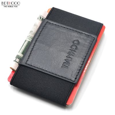 （Layor wallet）  Men Minimalist Slim Wallet Elastic Mini Wallets Leather Business Card Holder DRIVER License ID Carte Credit Card Holder