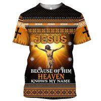 - T SHIRT[KiPgtoshop]   2023 New Mens Jesus 3D Print T shirt Round Neck T shirt Extra Large Fashion Retro Harajuku Short Sleeve Shirt (free nick name and logo)