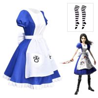 ผ้ากันเปื้อนกระโปรงแม่บ้านชุดคอสเพลย์ฮาโลวีนเกม Alice Madness Returns เดรสปาร์ตี้คาร์นิวาลขึ้นผู้หญิงอะนิเมะสาว