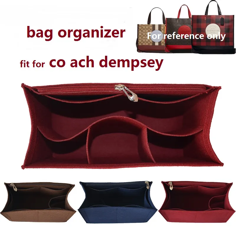 soft and light】bag organizer insert fit for coach dempsey tote multi pocket  organiser compartment storage zipper bag in bag inner bag