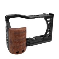 Camera Cage A7C Camera with Wooden Handle Protection Frame Housing Cage Handle with Cold Shoe