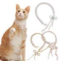 ปลอกคอสัตว์เลี้ยง Faux Pearl Ornament Anti-Oxidation Copper Pet Cat Rhinestones สร้อยคอการถ่ายภาพ Prop Pet Supplies