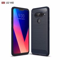 （ใหม่）เคสซิลิโคนกันกระแทกสำหรับ LG V40 ThinQ ฝาหลังป้องกันแบบเต็ม Lg V40 Thinq Lgv40เคสคาร์บอนไฟเบอร์ขัดเงา