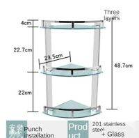 สองชั้นขาตั้งกล้องสแตนเลสมุมชั้นวางห้องน้ำกระจกมุมชั้นวางห้องน้ำแขวนผนังชั้นวางผ้าขนหนูกับตะขอ