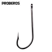 PROBEROS 100Pcs Fishhook 72A High-Carbon Steel เบ็ดตกปลาตะขอสีดำตะขอขนาดใหญ่ Jigging อุปกรณ์เสริมเบ็ดตกปลา