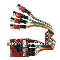 5Pcs 4 Channel Infrared Detection Sensor Tracing โฟโตอิเล็กทริกโมดูลเซนเซอร์สำหรับหุ่นยนต์ Smart Car