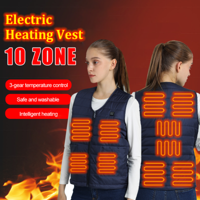 เสื้อกั๊กทำความร้อนไฟฟ้า10โซนความร้อนฤดูหนาวเสื้อกั๊กอุ่นความร้อนเสื้อแขนกุดพร้อม3อุณหภูมิ Winter Warm Coat