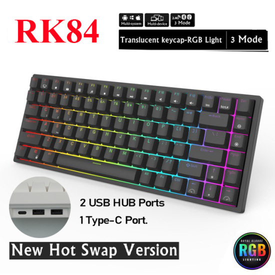 Rk84 rgb hotswap - bàn phím cơ royal kludge rk84 rgb 84 phím kết nối 3 chế - ảnh sản phẩm 1