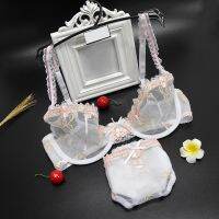 【CC】☍◇  Womens lingeries Embroidered Unlined with Underwire See Through Breathable set