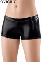 OVIGILY Women Black Shorts Low Waist Elastic Waistband Metallic Dance Booty Shorts Girls Shiny Stage Performance Shorts Ballet