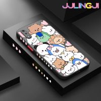 Jlingji เคสสำหรับ VIVO Y91เคส Y95 Y91i ลายการ์ตูนยิ้มสัตว์ดีไซน์ใหม่ด้านข้างมีน้ำค้างแข็งโปร่งใสกันกระแทกเคสมือถือแข็งปลอกซิลิโคนคลุมทั้งหมดเคสป้องกันกล้อง Softcase