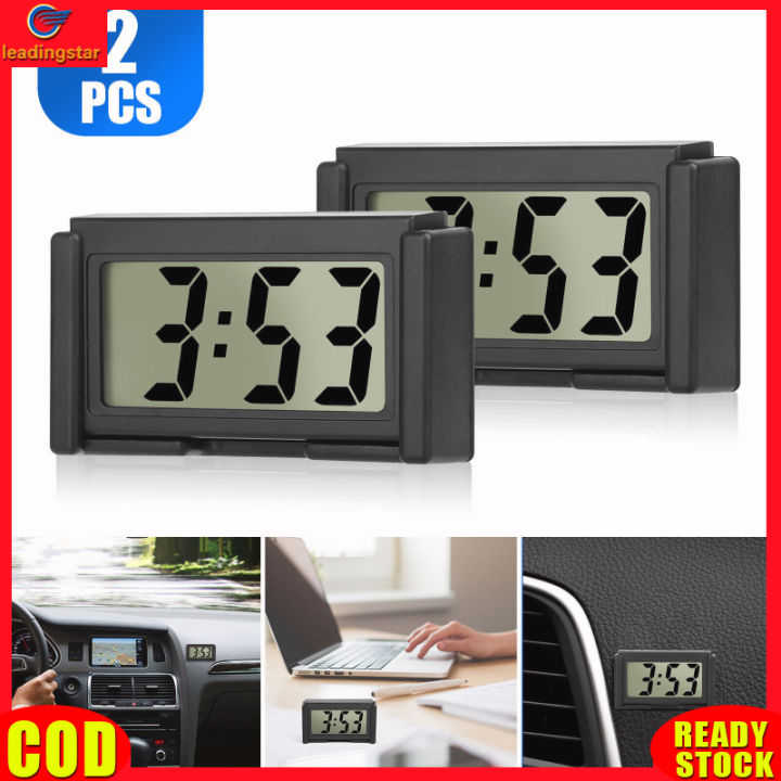leadingstar-rc-authentic-2pcs-car-dashboard-digital-clock-large-screen-digital-display-electronic-watch-clock-with-adhesive-support