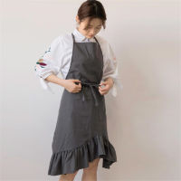 Simple Japanese Cotton And Linen Pleated Butterfly Tail Apron Household Bib Women Housework Kitchen Wrapped Apron