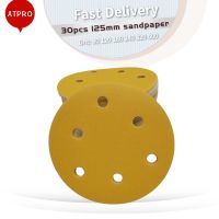 ♞✆✠ 30pcs 125mm Sandpaper 6 Hole Round Shape Sanding Discs Hook Loop Sanding Paper Buffing Sheet Sandpaper Sander Polishing Pad