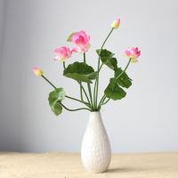 Mini Lotus Artificial Flowers Plants Wedding Home Decoration Silk Dried Natural Pressed Flowers Vase Charms Florist Supplies