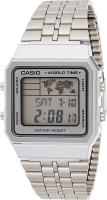 Casio - A500WA-7D - Vintage - Unisex Watch - Digital Quartz - LCD Dial - Grey Steel Strap, LCD/Grey, Bracelet, LCD/Grey, Bracelet