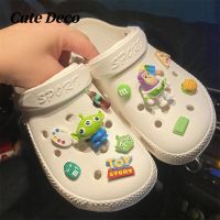 【 CuteDeco】Cartoon Buzz Lightyear (10 Types) Three Eyed Monster/ Coolomey/ Emperor Penguin Charm Button Deco/ Cute Jibbitz Croc Shoes Diy / Charm Resin Material For DIY