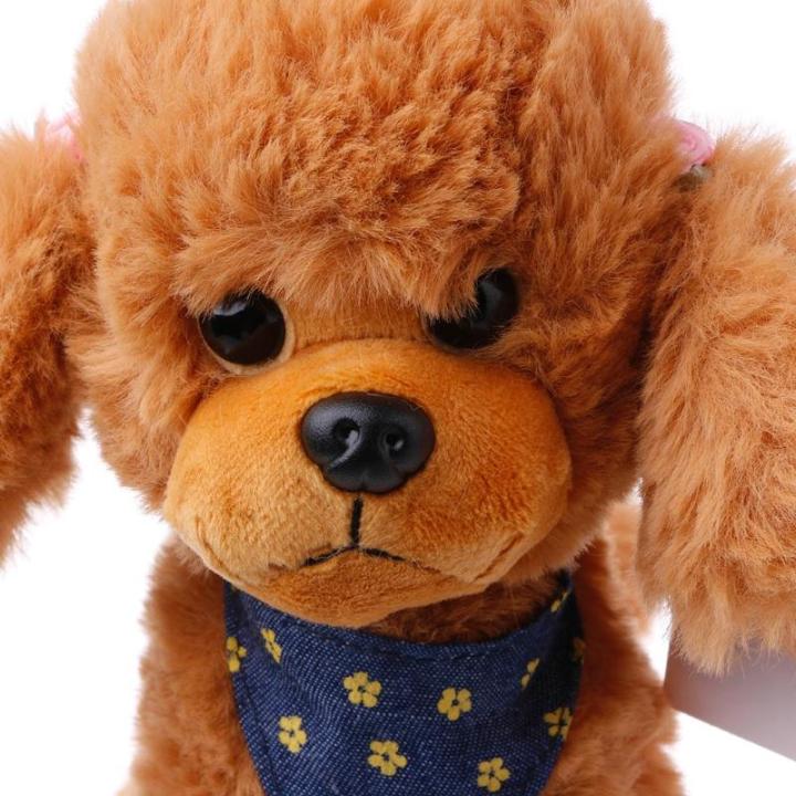ของเล่นตุ๊กตาสุนัขพุดเดิ้ลจำลองสูงของขวัญเด็กตุ๊กตายัดน่ารักผ้าพันคอ