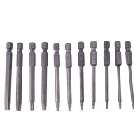 11Pcs 75Mm Magnetic S2 Steel Screwdriver Bits Hex Torx Head T6/T7/T8/T9/T10/T15/T20/T25/T27/T30/T40