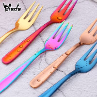 1Pc Fruit Fork 1810 stainless Steel Small Forks For Dessert Rainbow Small Tea Fork Gold Mini Forks for Cake Colorful Dinnerware