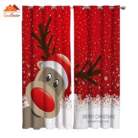 Merry Christmas A Happy New Year Window Curtains Living Room Outdoor Fabric Drapes Curtain Home Decor