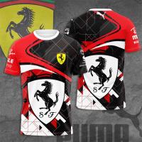 （Can Customizable）Formula One Scuderia Ferrari Racing Teams 3D T-Shirt Summer Short Sleeve Fashion Men Tee Shirts（Adult and Childrens Sizes）