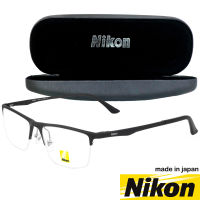 Nikon แว่นตา รุ่น 9011 กรอบเซาะร่อง Rectangle ทรงสี่เหลี่ยมผืนผ้า ขาสปริง วัสดุ สแตนเลส สตีล (สำหรับตัดเลนส์) กรอบแว่นตา สวมใส่สบาย น้ำหนักเบา ไม่ตกเทรนด์ Gouging frame Eyeglass Spring legs Stainless Steel material Eyewear Top Glasses Made in Japan