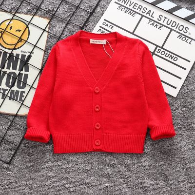 New Kids Autumn Winter Sweater cotton Baby Boys Girls Cardigan Tops Children V-Neck Long Sleeve Christmas Causal Clothes